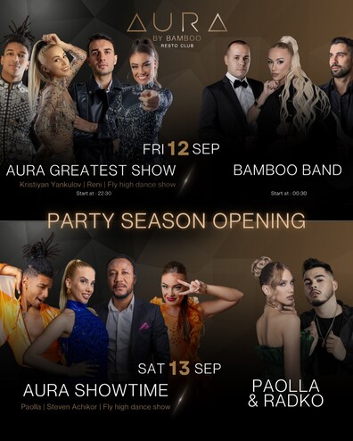 Aura gratest show | Bamboo band | Aura showtime | Paolla & Radko - AURA by Bamboo RestoClub Aura gratest show | Bamboo band | Aura showtime | Paolla & Radko